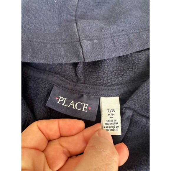 Girls Children’s Place navy full zip jacket ym 7/8 - Picture 2 of 2